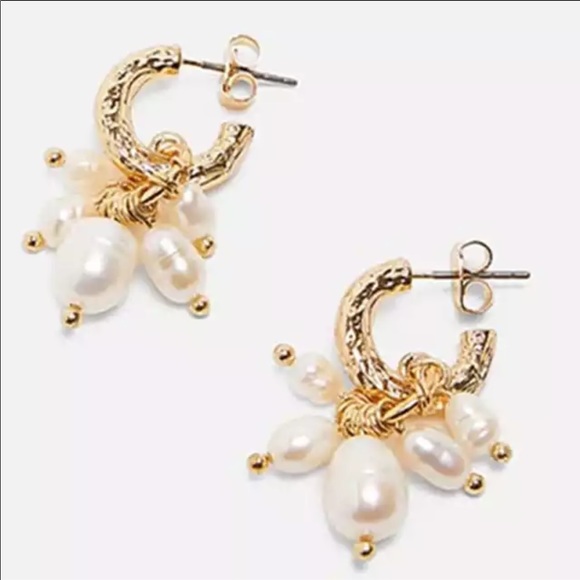 Zara Jewelry - new || ZARA Freshwater Pearl Mini Gold Earrings
